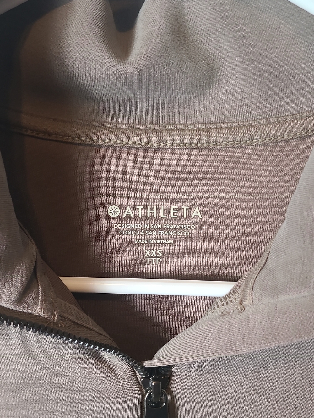 Athleta | Seasoft Quarter Zip in Taupe Size XXS Oversized - Picture 3 of 5